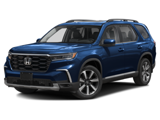 blue 2025 honda pilot side angle front view