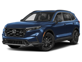 blue 2025 honda cr-v hybrid side angle front view